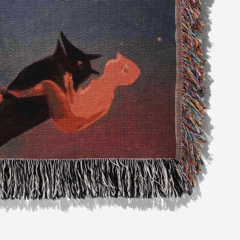 David GIlmour Dark and Velvet Nights Black Bird Woven Blanket