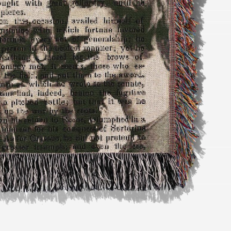 PINK FLOYD Art Print on 1850 Antique Book Page Woven Blanket PINK FLOYD Art Print on 1850 Antique Book Page Woven Blanket