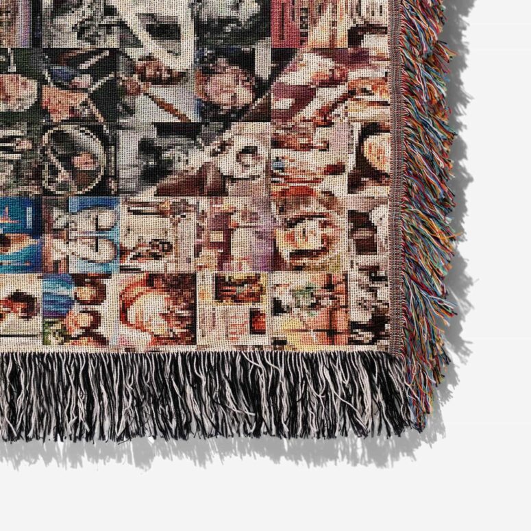 Pink Floyd Photo Mosaic Print Art of All Things Woven Blanket Pink Floyd Photo Mosaic Print Art of All Things Woven Blanket