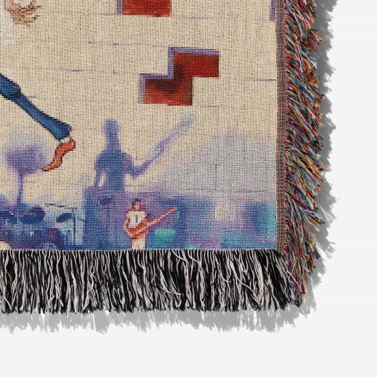 Pink Floyd The Wall Dark Side of The Moon Fine Art Woven Blanket