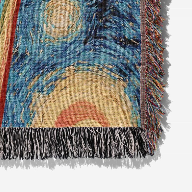 Snoopy and Charlie Looking Dark Side Of The Moon Van Gogh Woven Blanket Snoopy and Charlie Looking Dark Side Of The Moon Van Gogh Woven Blanket
