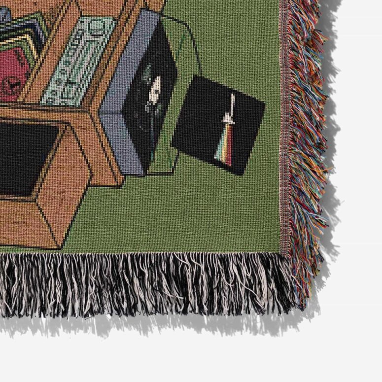 Wizard Of Oz Listen to Dark Side Of The Moon Woven Blanket