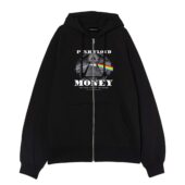 Dark Side Of The Moon Illuminati Pyramid Money Front Ziphoodie Black - OtherBrick