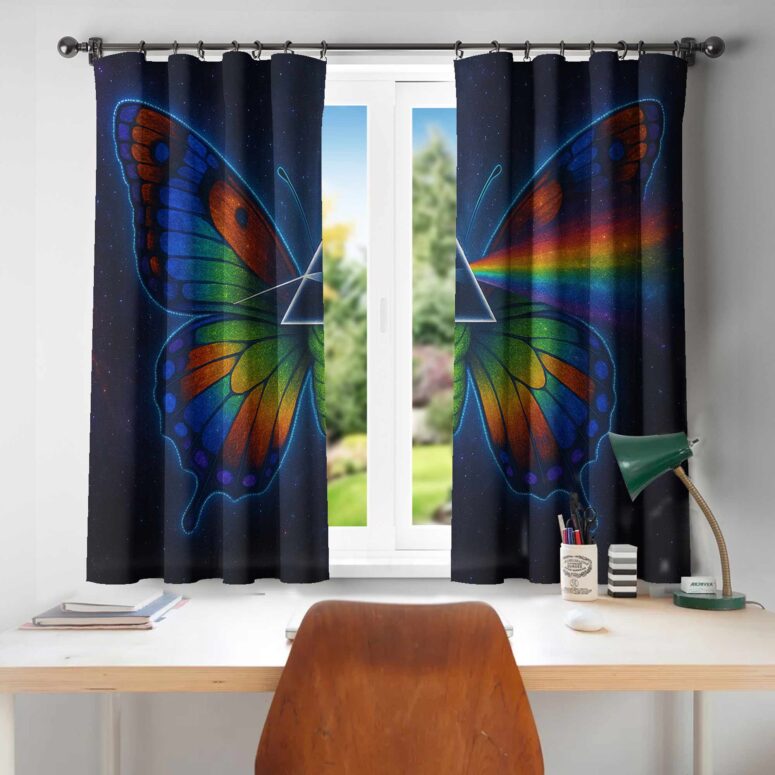 Nick Mason Butterfly Colorful Dark Side Of The Moon Window Curtain