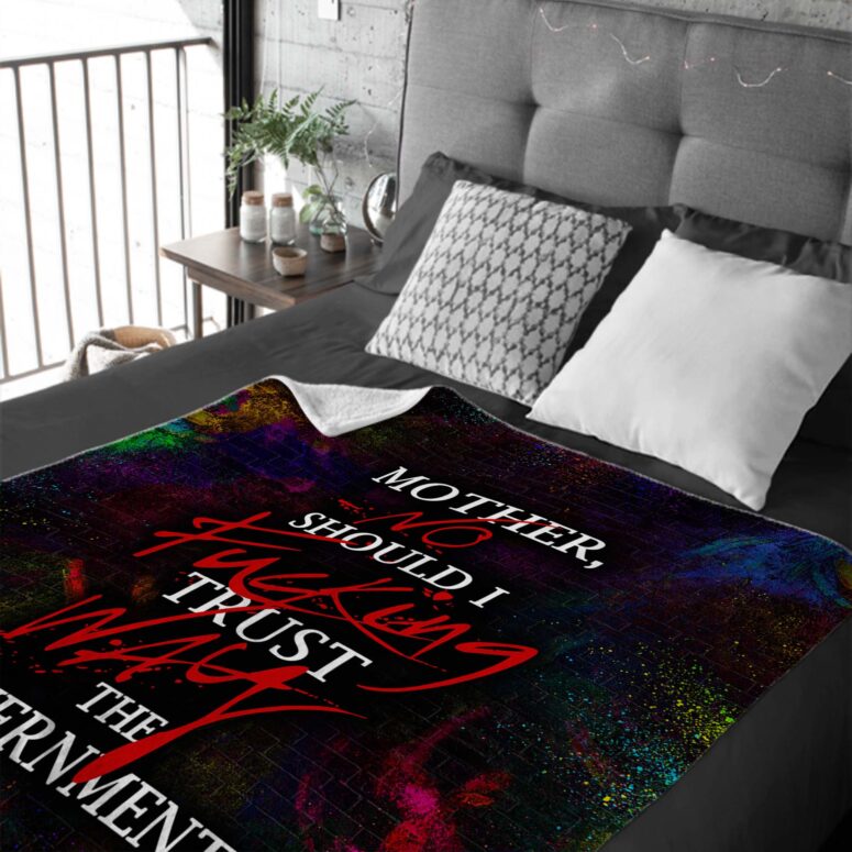 No fuking Way, Mother Should I Trust The Government Pink Floyd Velveteen Plush Blanket No fuking Way, Mother Should I Trust The Government Pink Floyd Velveteen Plush Blanket