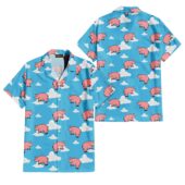 Pink Floyd Animals Blue Flying Pigs And Clouds Cartoon Hawaiian Shirt