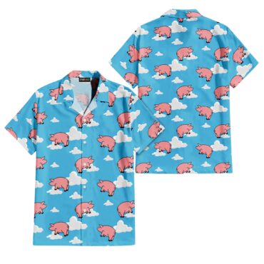 Pink Floyd Animals Blue Flying Pigs And Clouds Cartoon Hawaiian Shirt Pink Floyd Animals Blue Flying Pigs And Clouds Cartoon Hawaiian Shirt