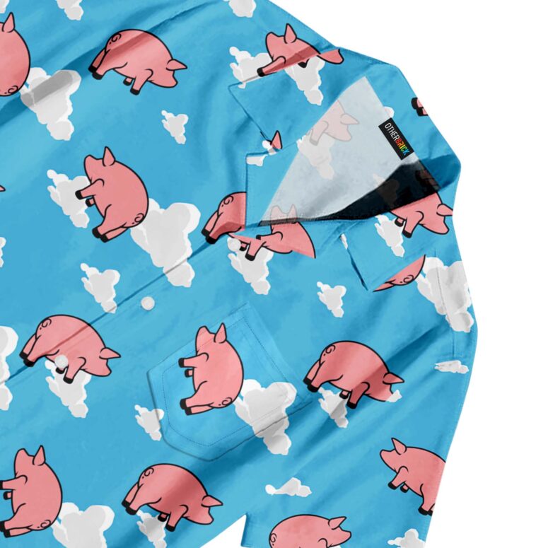 Pink Floyd Animals Blue Flying Pigs And Clouds Cartoon Hawaiian Shirt