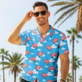 Pink Floyd Animals Blue Flying Pigs And Clouds Cartoon Hawaiian Shirt Man Front 1 - OtherBrick
