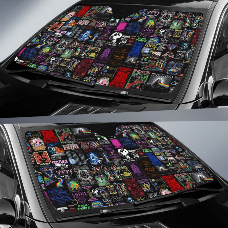 Pink Floyd Collage Digital Art Auto Sun Shade Pink Floyd Collage Digital Art Auto Sun Shade