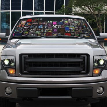 Pink Floyd Collage Digital Art Auto Sun Shade