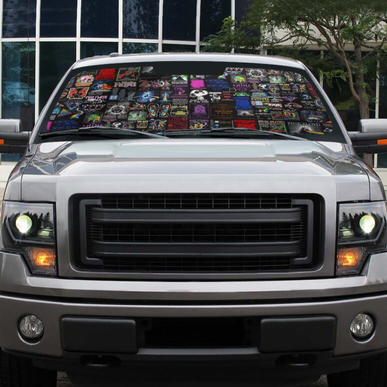 Pink Floyd Collage Digital Art Auto Sun Shade Pink Floyd Collage Digital Art Auto Sun Shade