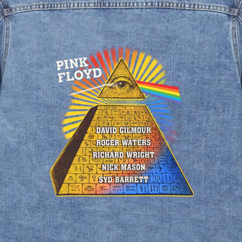 Eye of Providence Pyramid Vintage Pink Floyd Denim Jacket