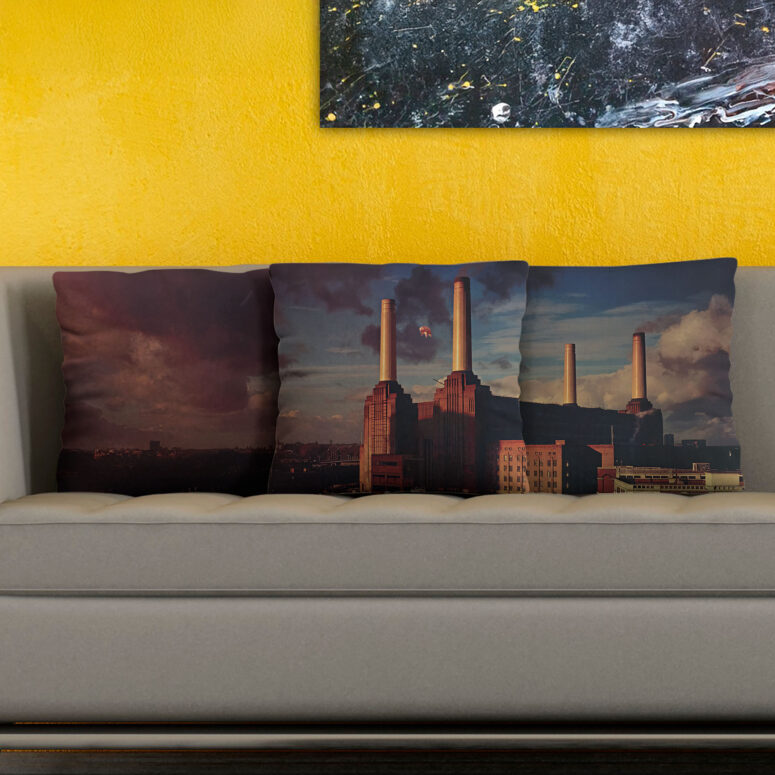Animals Album Cover Flying Pig Battersea Power Station Set 3 Cushion Pillow Animals Album Cover Flying Pig Battersea Power Station Set 3 Cushion Pillow