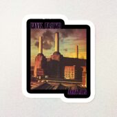 Animals Album Cover Flying Pig Battersea Power Station Pink Floyd Kiss Cut Sticker Sticker Mockup 1 - OtherBrick