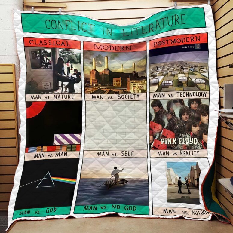 Conflict In Literature Pink Floyd Album Art Quilt Blanket