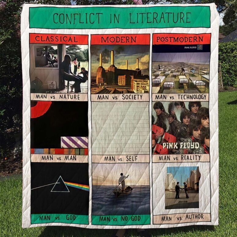 Conflict In Literature Pink Floyd Album Art Quilt Blanket