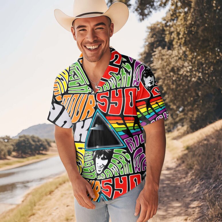 Dark Side Collage Full Color Pink Floyd Hawaiian Shirt Dark Side Collage Full Color Pink Floyd Hawaiian Shirt