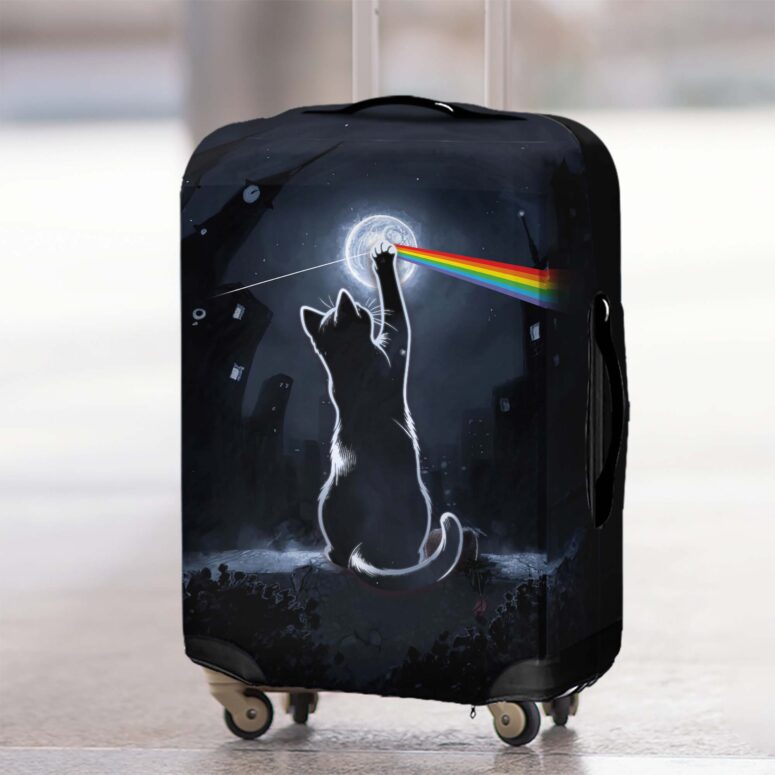 I Will See You On The DSOTM Black Cat Pink Floyd Luggage Cover