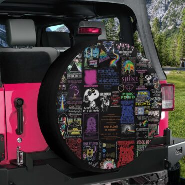 Pink Floyd Collage Digital Art Spare Tire Cover
