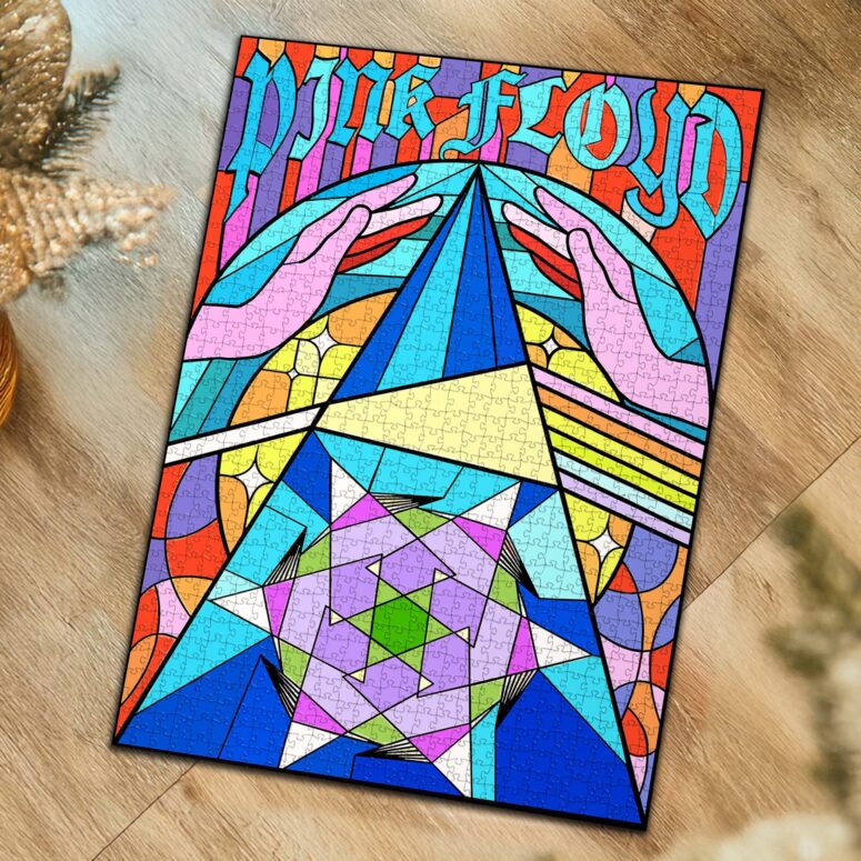 Pink Floyd DSOTM Band Stained Glass Colorful Puzzle