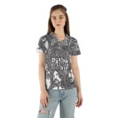 Pink Floyd Hand Draw Art Polo Shirt Woman Front Mockup - OtherBrick