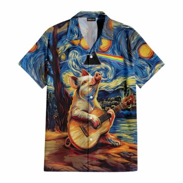 Starry Night Dark Side Of The Moon Van Gogh Pig Animals Hawaiian Shirt Starry Night Dark Side Of The Moon Van Gogh Pig Animals Hawaiian Shirt