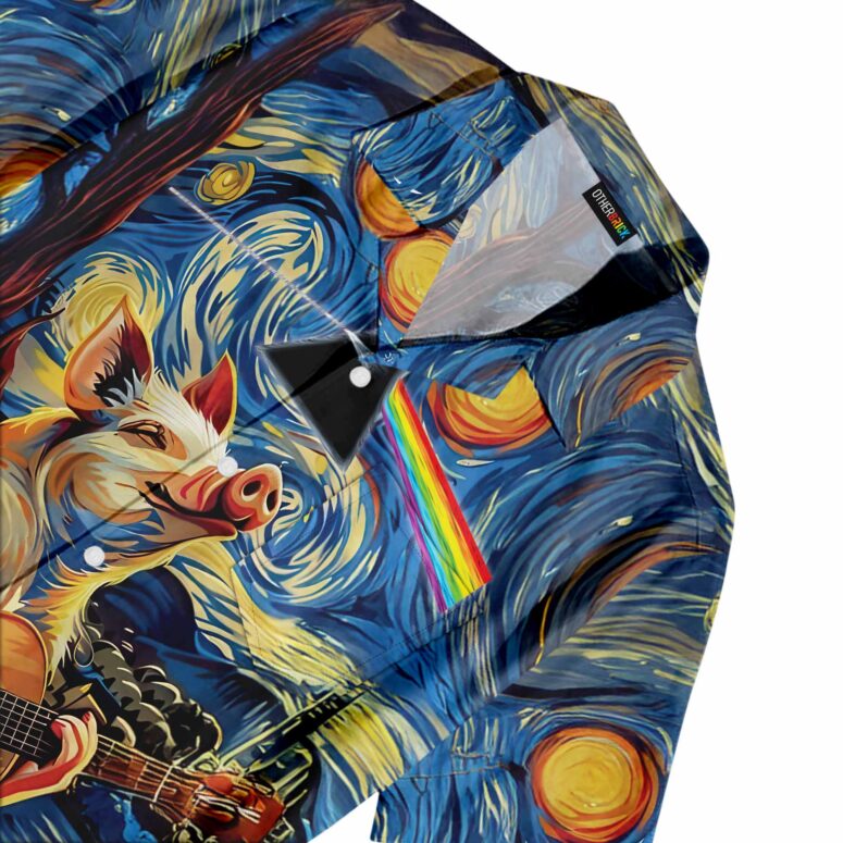Starry Night Dark Side Of The Moon Van Gogh Pig Animals Hawaiian Shirt Starry Night Dark Side Of The Moon Van Gogh Pig Animals Hawaiian Shirt