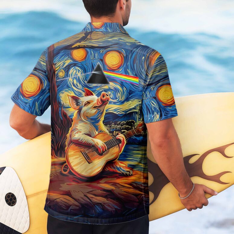 Starry Night Dark Side Of The Moon Van Gogh Pig Animals Hawaiian Shirt Starry Night Dark Side Of The Moon Van Gogh Pig Animals Hawaiian Shirt