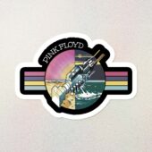 Welcome To The Machine Retro Pink Floyd Kiss Cut Sticker Mockup 1 - OtherBrick
