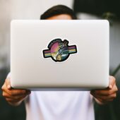Welcome To The Machine Retro Pink Floyd Kiss Cut Sticker Mockup 3 - OtherBrick
