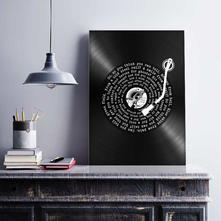 Wish You Were Here Lyric Vinyl Record Retro Pink Floyd Poster