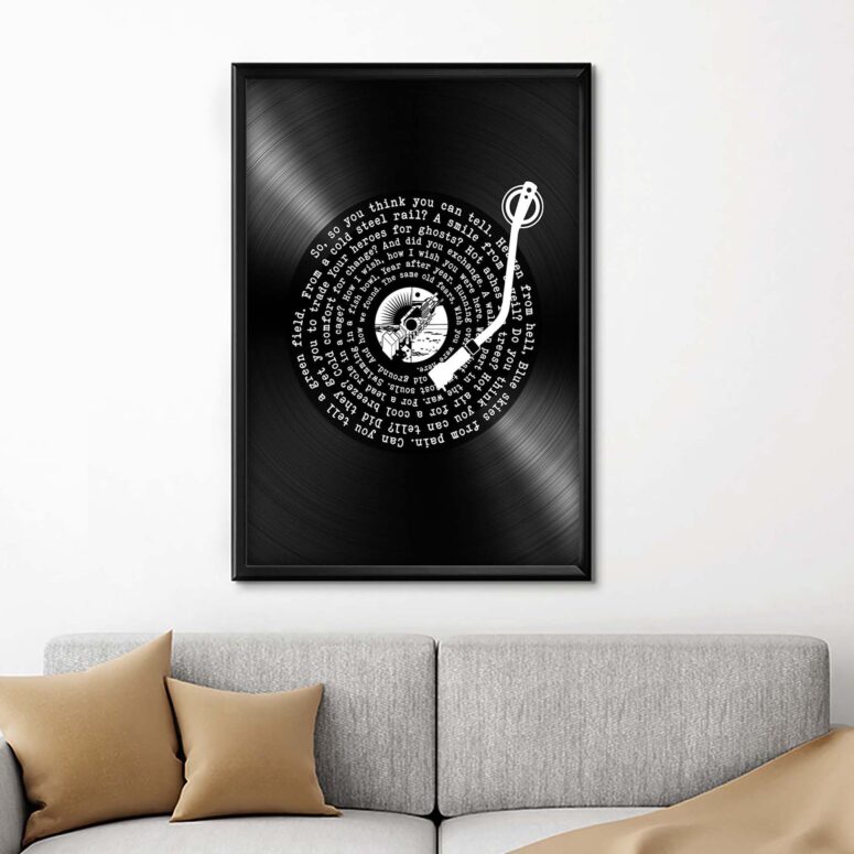 Wish You Were Here Lyric Vinyl Record Retro Pink Floyd Poster
