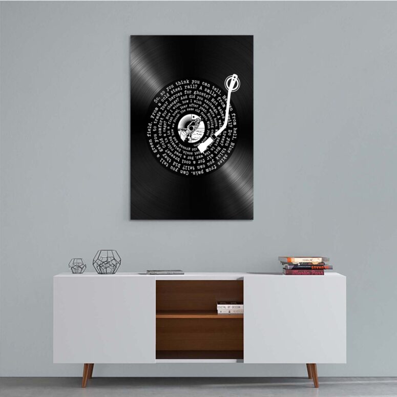 Wish You Were Here Lyric Vinyl Record Retro Pink Floyd Poster