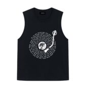 Wish You Were Here Lyric Vinyl Record Retro Shirt Front Tank Black - OtherBrick
