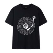 Wish You Were Here Lyric Vinyl Record Retro Shirt Front Tshirt Black - OtherBrick