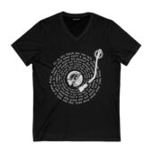 Wish You Were Here Lyric Vinyl Record Retro Shirt Front Vneck Black - OtherBrick