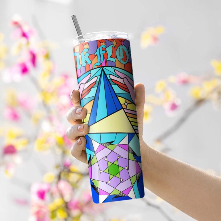 Pink Floyd DSOTM Band Stained Glass Colorful Skinny Stainless Steel Tumbler Pink Floyd DSOTM Band Stained Glass Colorful Skinny Stainless Steel Tumbler