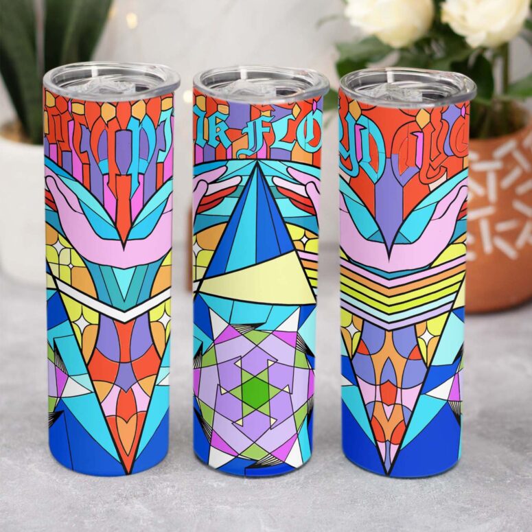 Pink Floyd DSOTM Band Stained Glass Colorful Skinny Stainless Steel Tumbler Pink Floyd DSOTM Band Stained Glass Colorful Skinny Stainless Steel Tumbler