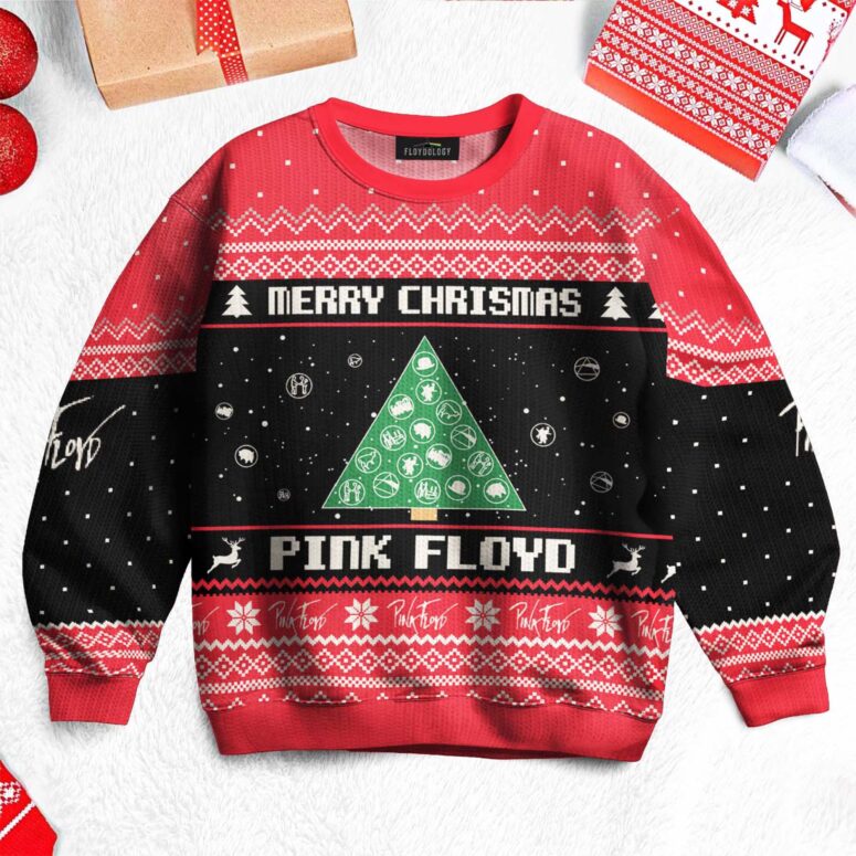 Pink Floyd Merry Christmas Symbols Band Logo Tree Ugly Christmas Sweater