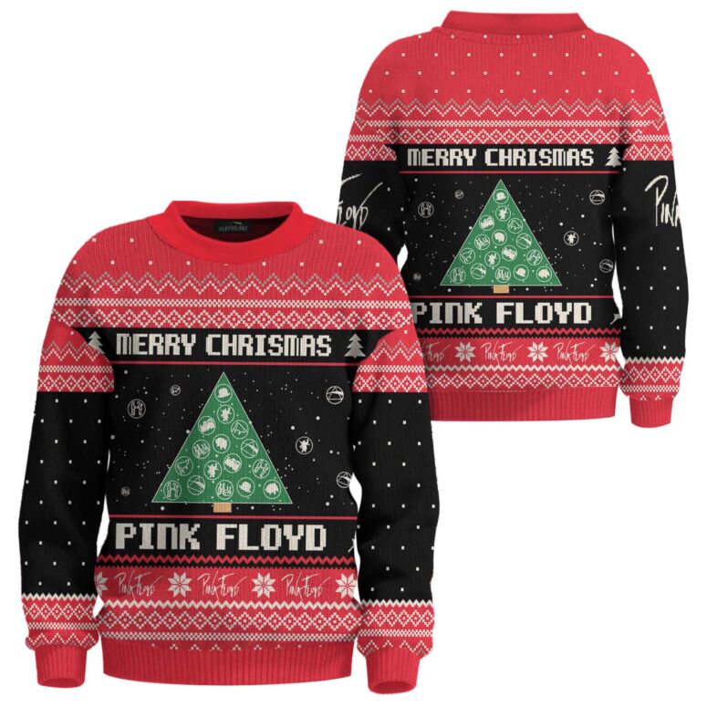Pink Floyd Merry Christmas Symbols Band Logo Tree Ugly Christmas Sweater