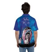 Pink Floyd Screaming Face The Wall Painting Light Blue Polo Shirt Man Back Mockup - OtherBrick