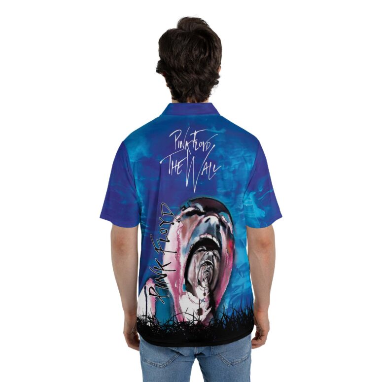 Pink Floyd Screaming Face The Wall Painting Light Blue Polo Shirt Pink Floyd Screaming Face The Wall Painting Light Blue Polo Shirt