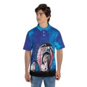 Pink Floyd Screaming Face The Wall Painting Light Blue Polo Shirt Man Front Mockup - OtherBrick