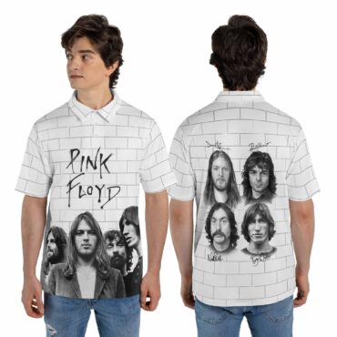 Pink Floyd The Wall Roger David Richard Nick Illustration Polo Shirt Pink Floyd The Wall Roger David Richard Nick Illustration Polo Shirt