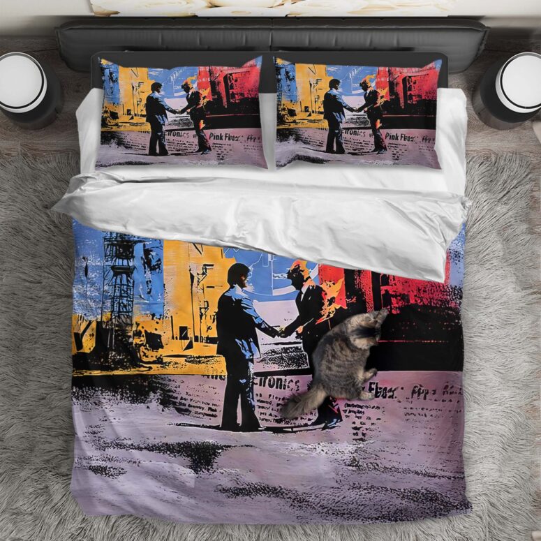Pink Floyd Wish You Were Here Album Cover Vintage Bedding Set Pink Floyd Wish You Were Here Album Cover Vintage Bedding Set