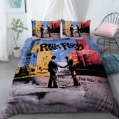 Pink Floyd Wish You Were Here Album Cover Vintage Bedding Set Mockup 3 - OtherBrick