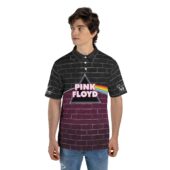 The Wall Dark Side Of The Moon Pink Floyd Purple Black Polo Shirt Man Front Mockup - OtherBrick