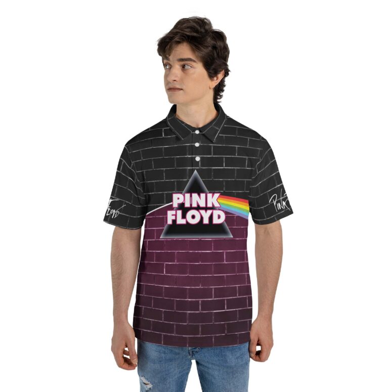 The Wall Dark Side Of The Moon Pink Floyd Purple Black Polo Shirt
