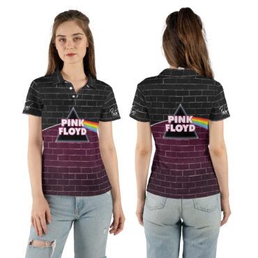The Wall Dark Side Of The Moon Pink Floyd Purple Black Polo Shirt